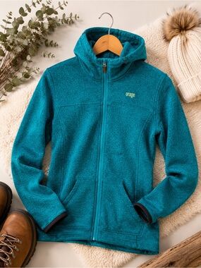 Orage Teal Sweater Fleece Full Zip Hoodie Jacket Size S